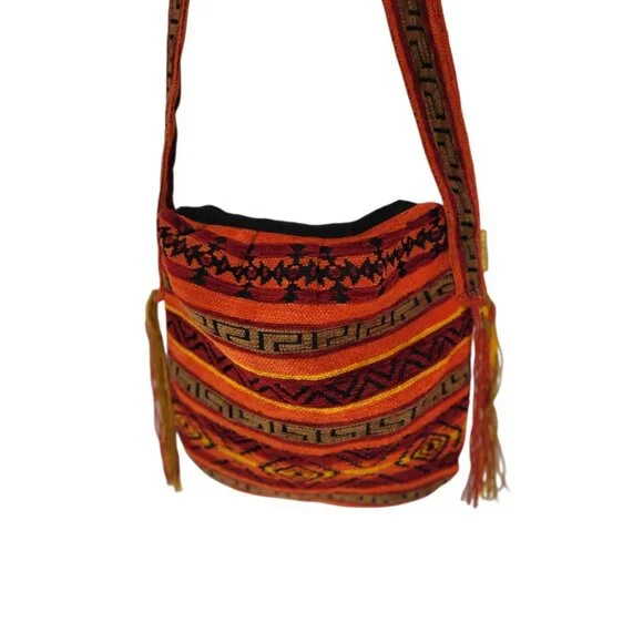 Rukuray Hippie Hobo Bag Boho Crossbody Woven Festival Art To Wear Tribal Y2K - Picture 7 of 14